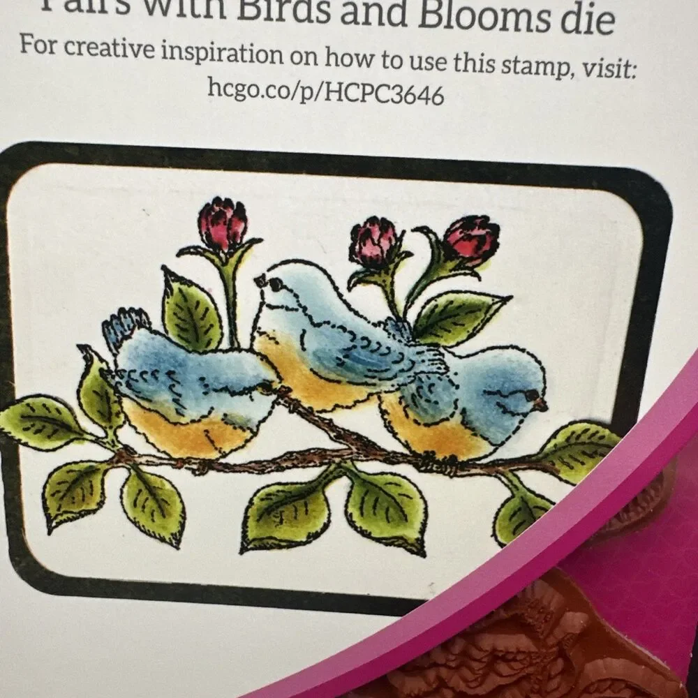 Heartfelt Creations Fluffy Birdies  cling stamps  hcps-3646 new Bird leaves